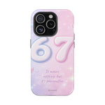 6 7 Viral TikTok Trend Pastel Aesthetic Magnetic Impact-Resistant iPhone Case, Personalizable Text and MagSafe Compatible