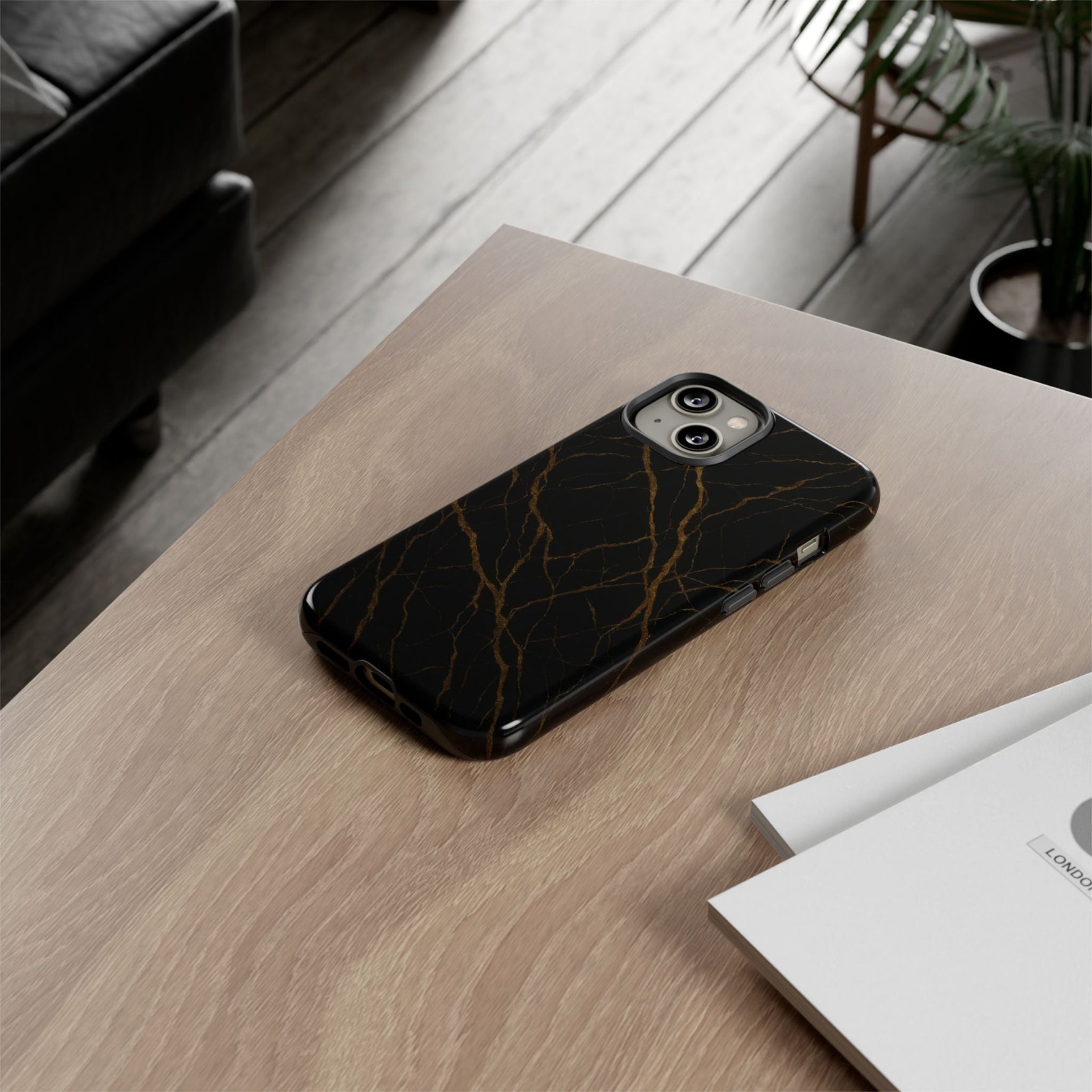 Black Marble Tough iPhone Case  Shamo's