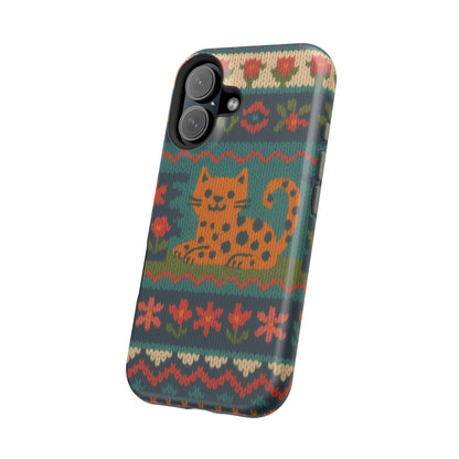 Cozy Knit Leopard Pattern Sweater Holiday Theme iPhone Case with MagSafe compatibility