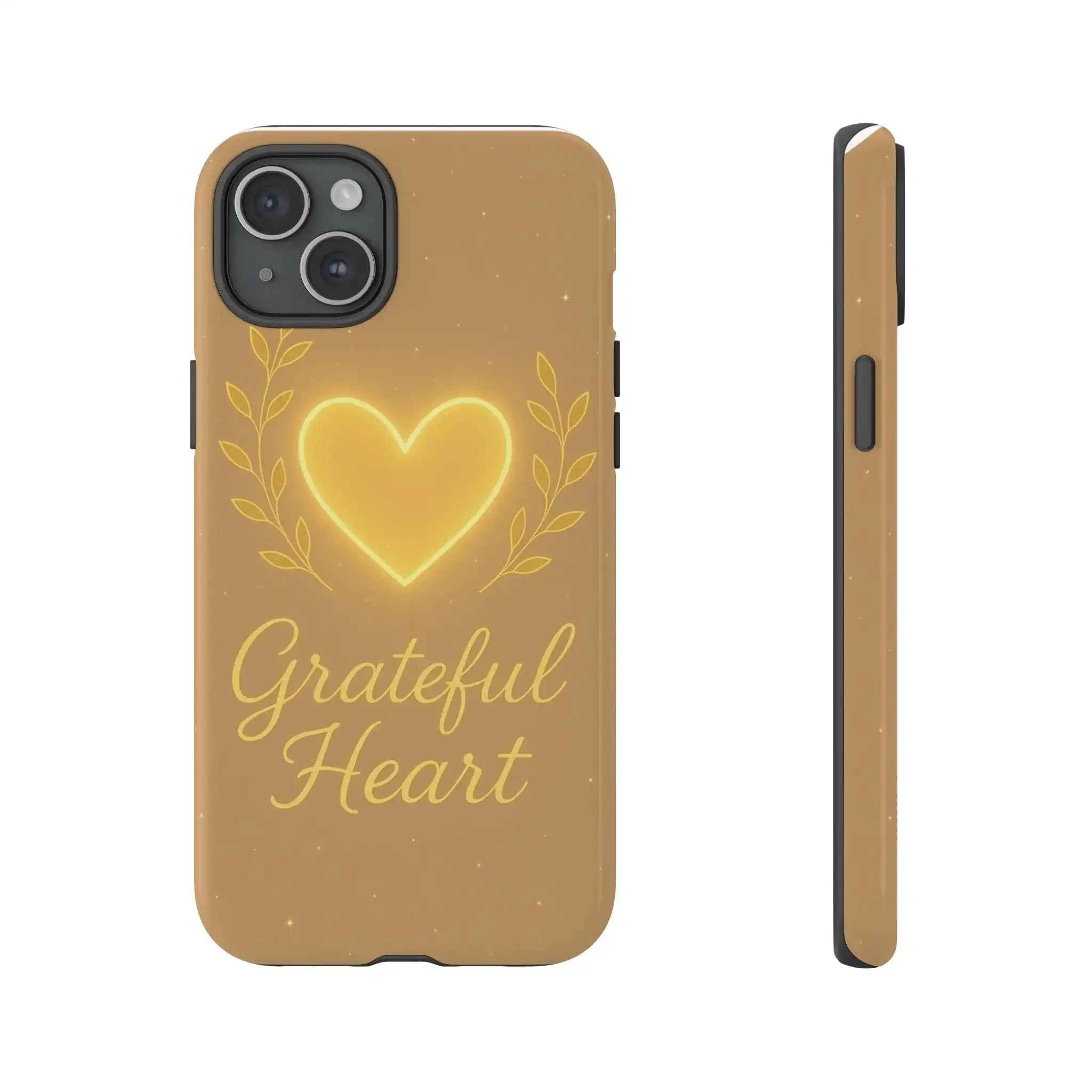 Grateful Heart Phone Case — Warm Neon Heart  Shamo's iPhone 15 Plus / Glossy