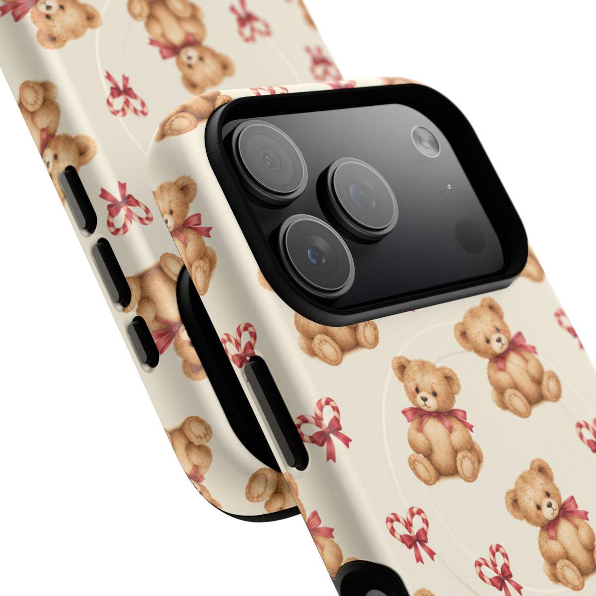 Coque iPhone Ourson des fêtes et sucres d’orge en forme de cœur avec MagSafe