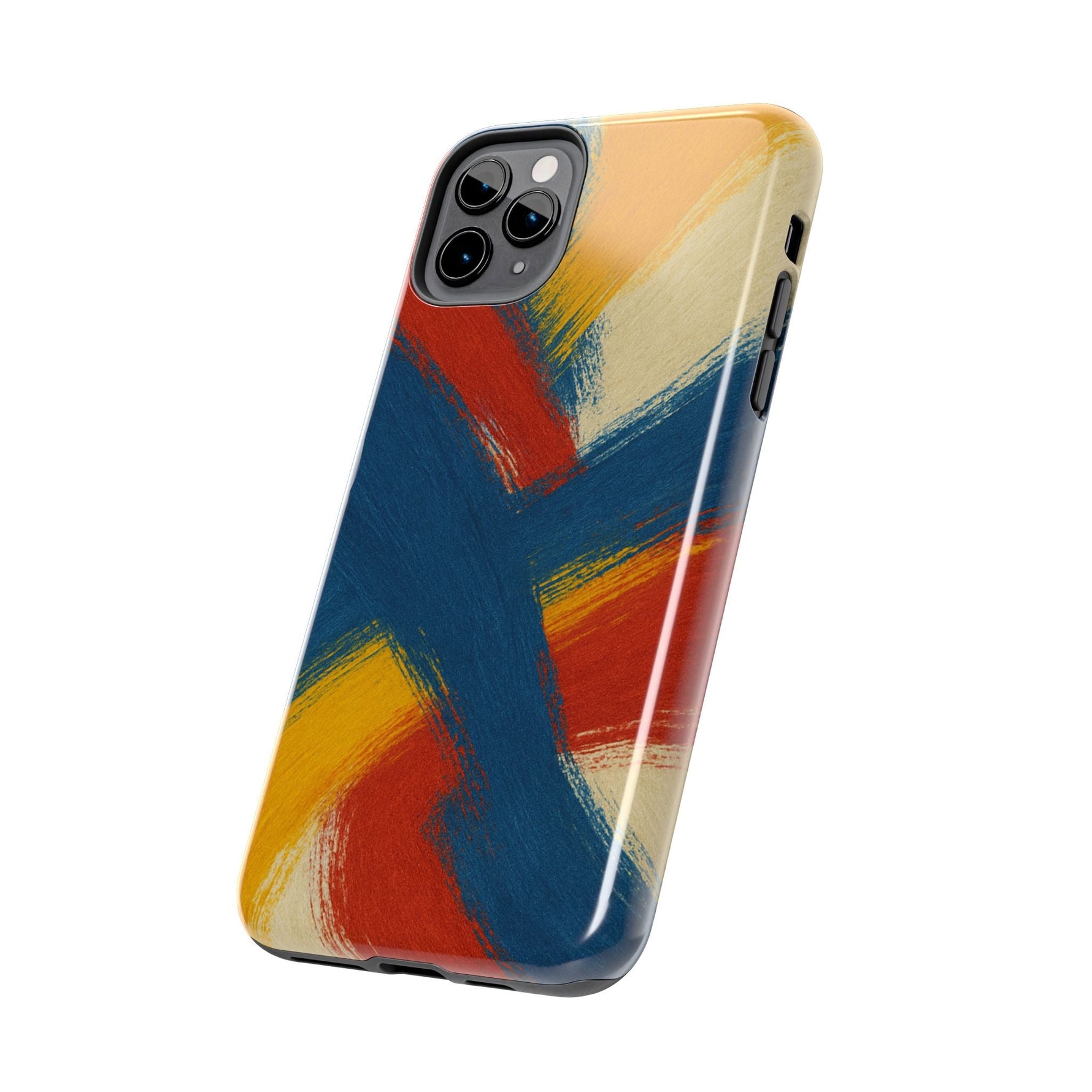 Abstract Brushstroke Tough Phone Case — Colorful Red, Blue & Yellow Protective Cover  Shamo's