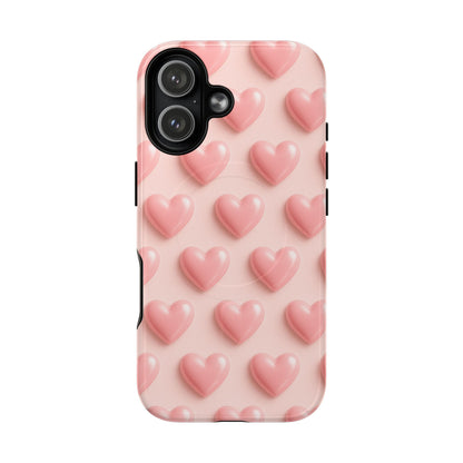 Baby Pink Pearl Hearts 3D iPhone Case | MagSafe