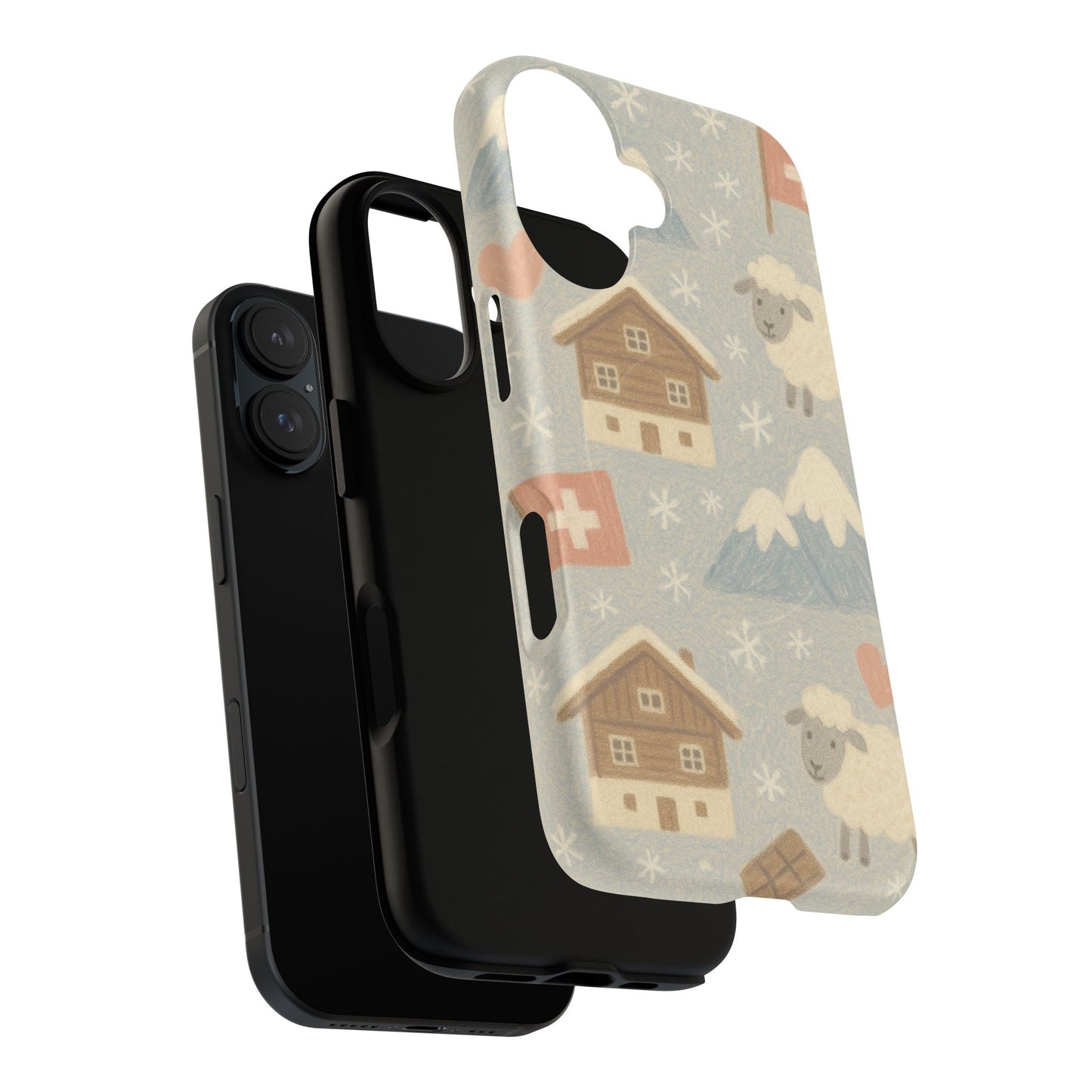 Swiss Chalet Sheep Pattern Tough MagSafe iPhone Case