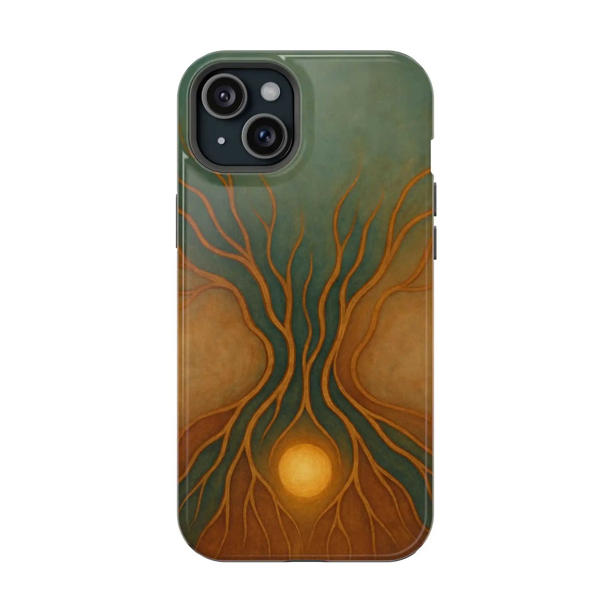 Abstract Tree of Life Design Golden Origin iPhone Case | MagSafe Compatible  Shamo's iPhone 15 Plus / Glossy