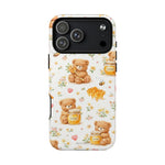 Honey Teddy Bear iPhone Case — Yellow Bee & Honey Pot Design with MagSafe