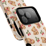 Teddy Berry Cozy Strawberry Pattern iPhone Case with MagSafe