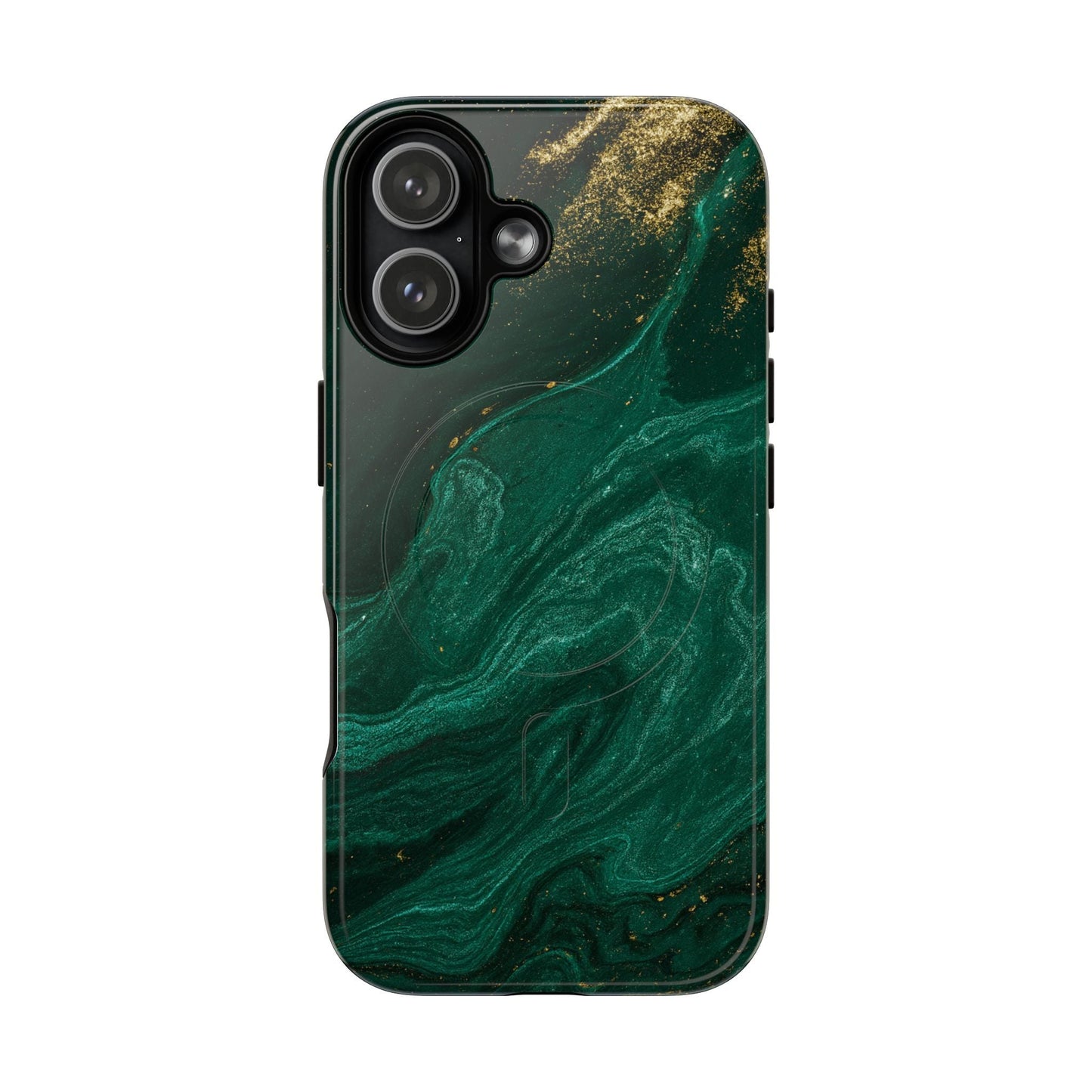 Emerald Marble with Gold Veins iPhone Case | with MagSafe  Shamo's iPhone 17 / Glossy