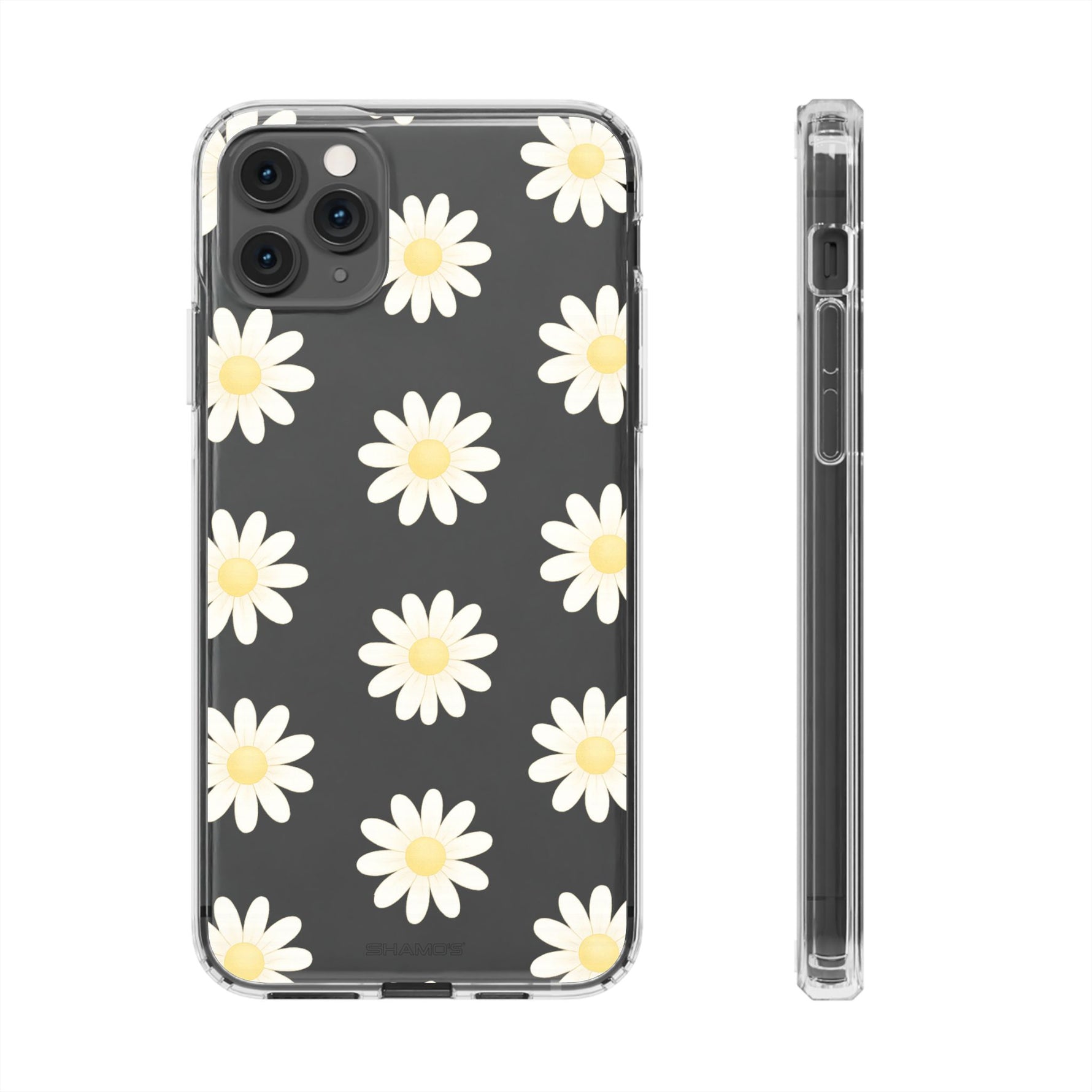 Clear Daisy Floral Phone Case, Impact-Resistant, Anti-Yellowing, Camera & Screen Protection - iPhone 11 Pro Max / Without gift packaging - Shamo's