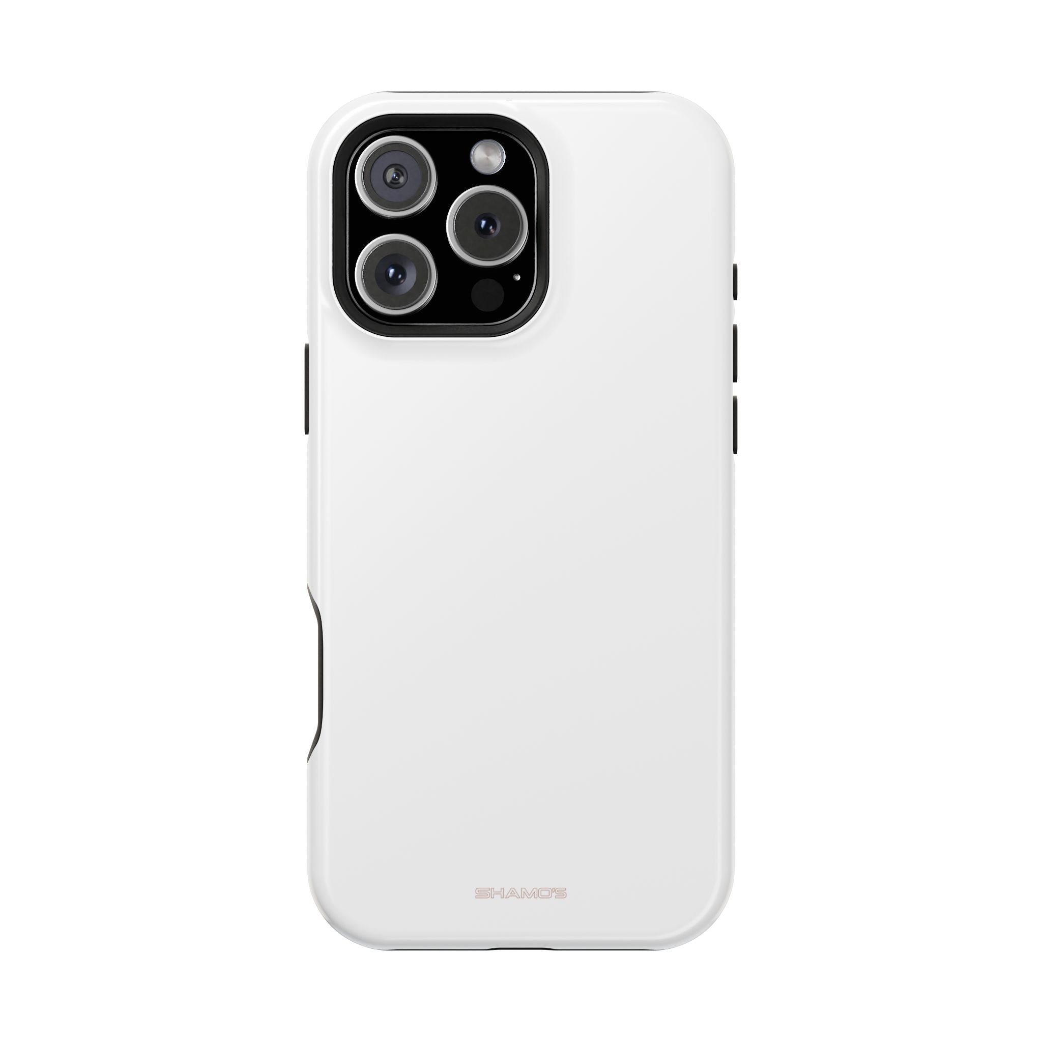 Back view of a plain white phone case
