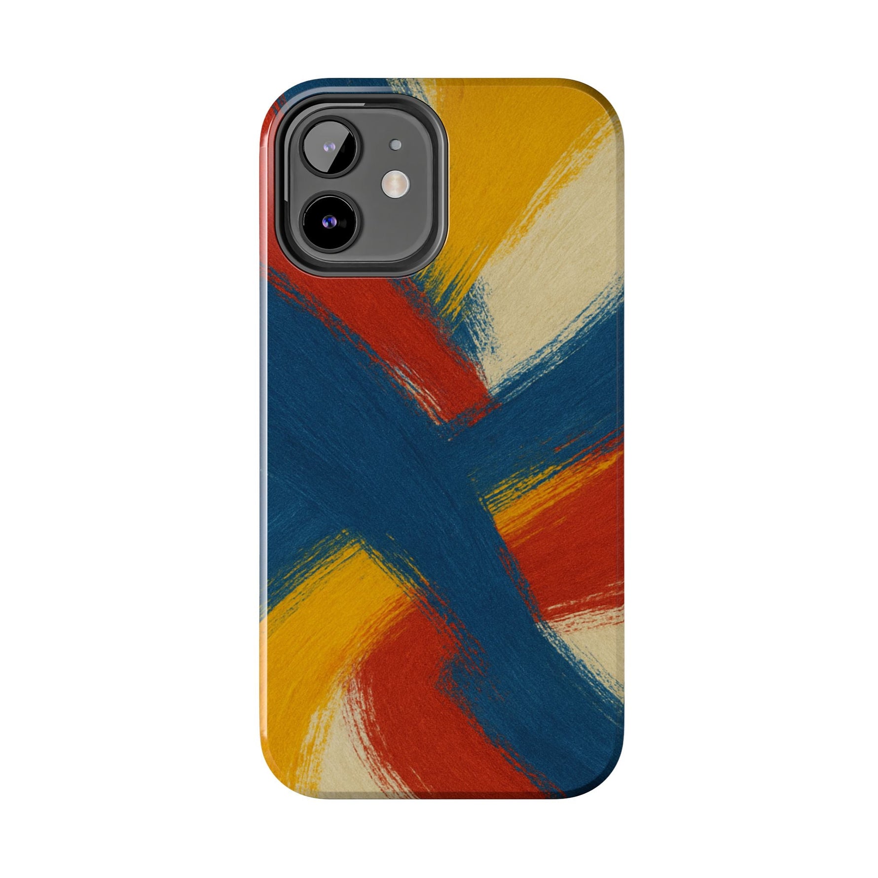 Abstract Brushstroke Tough Phone Case — Colorful Red, Blue & Yellow Protective Cover  Shamo's
