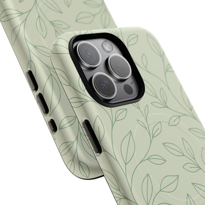 Sage Botanical Leaves Floral iPhone Case | MagSafe