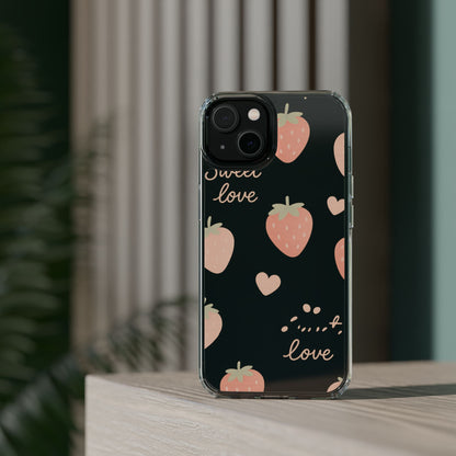 Sweet Love Strawberry Clear iPhone Case | MagSafe