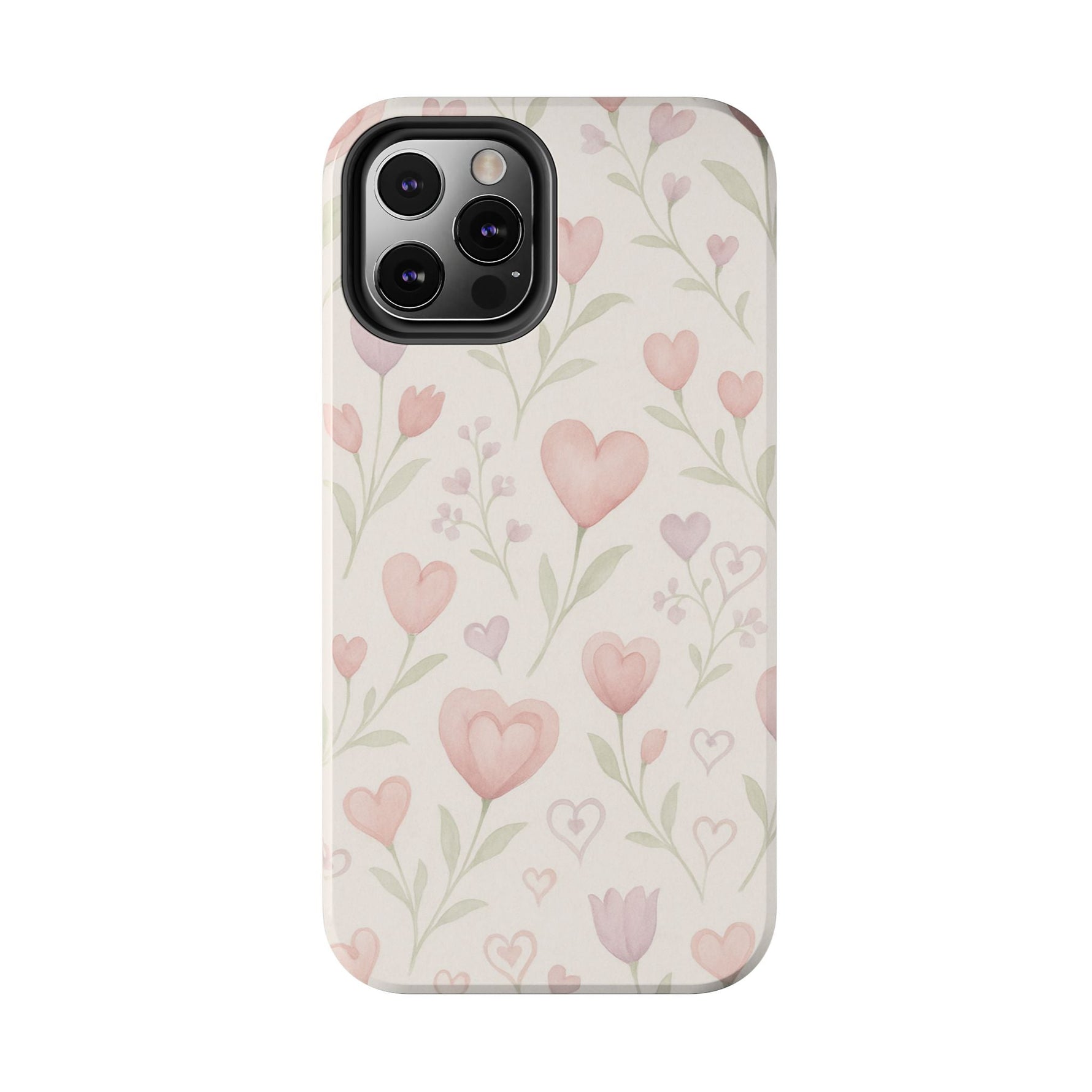 Pink Watercolor Heart Floral Pattern | Tough Impact Phone Case  Shamo's