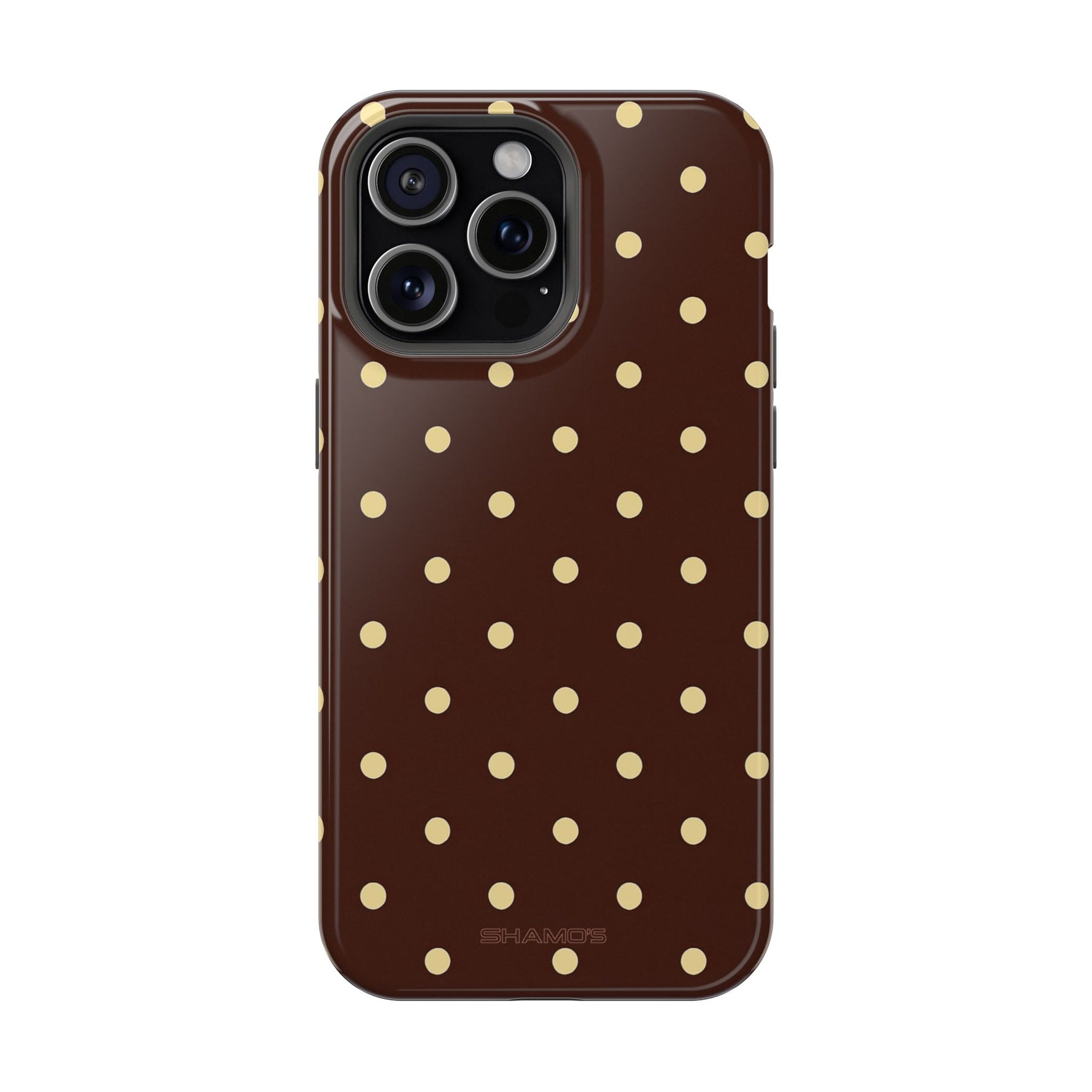 Polka Dot iPhone Case — Brown & Cream MagSafe Protective Cover