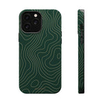 Topographic Green Magnetic Impact-Resistant iPhone Case | MagSafe compatible