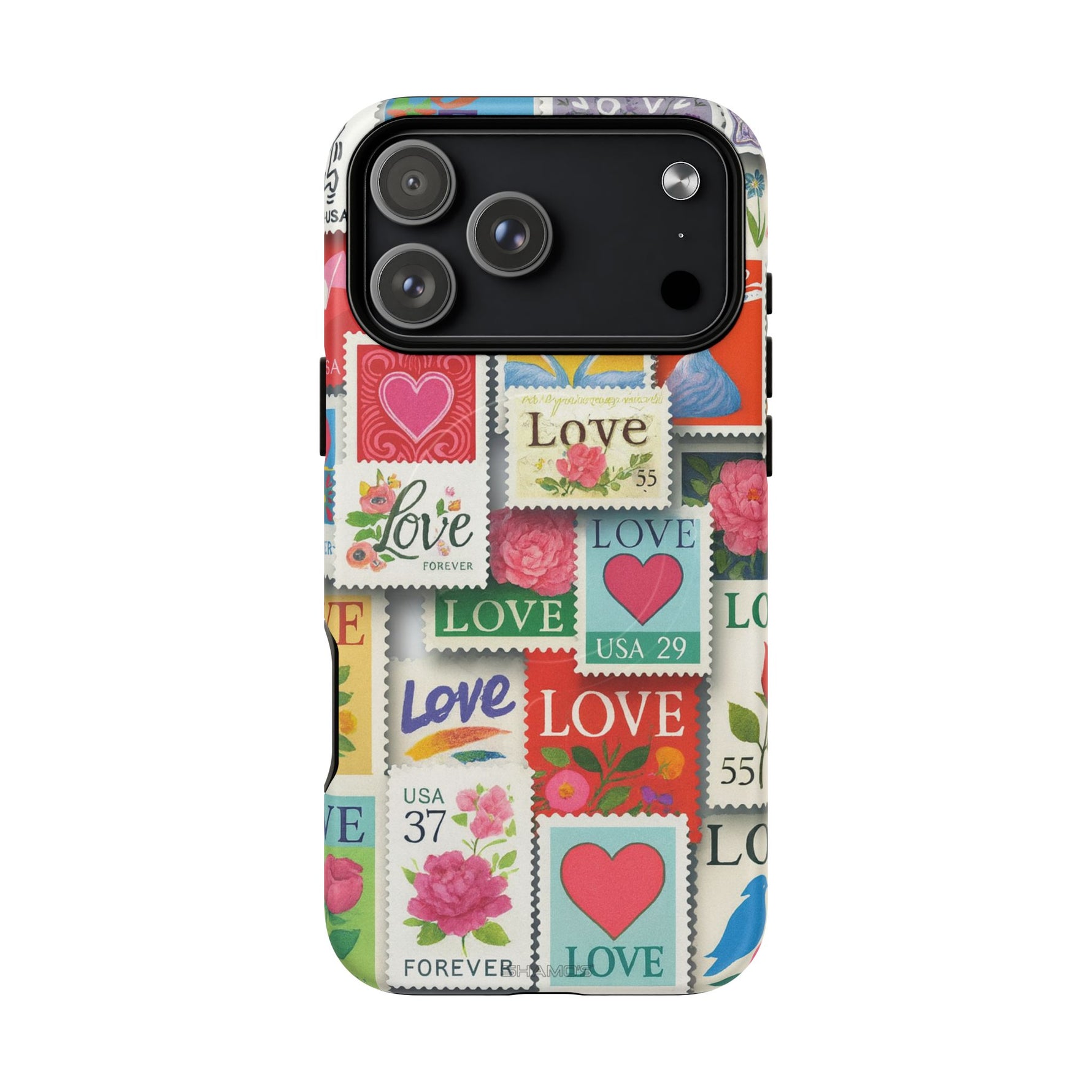 Vintage Romantic Love Stamp iPhone Case | Tough Protection + MagSafe