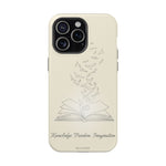 'Knowledge, Freedom, Imagination' Book & Birds Minimalist Magnetic Impact-Resistant Phone Case with MagSafe