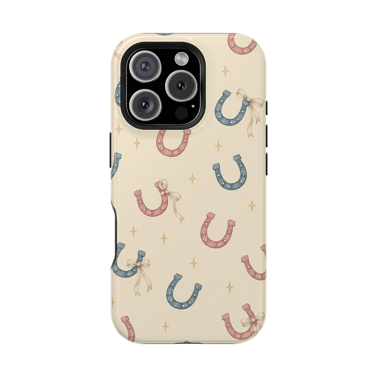 Prairie Horseshoes MagSafe Phone Case, glossy iPhone 16 Pro, rear view