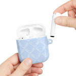 Pastel Blue Bow Pattern AirPod Case — Elegant Bow Pattern Protective Cover
