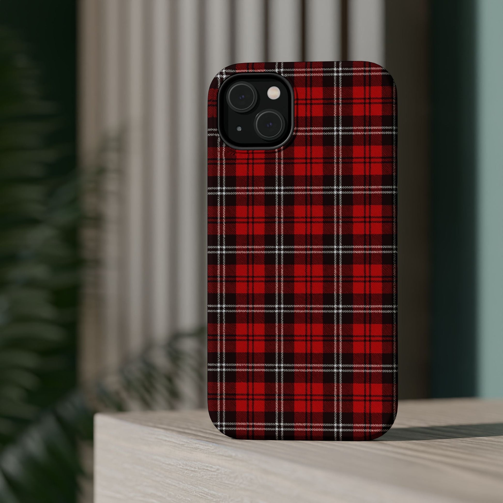 Red Tartan Plaid Impact-Resistant iPhone Case | MagSafe compatibility  Shamo's