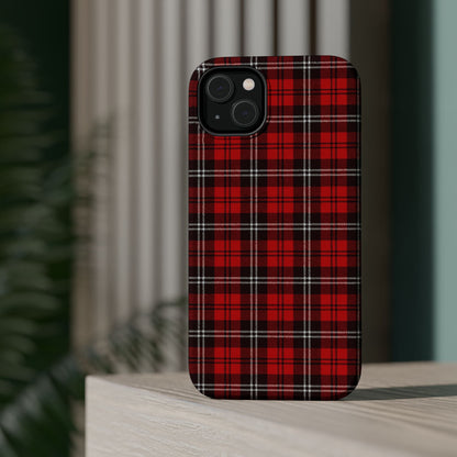 Red Tartan Plaid Impact-Resistant iPhone Case | MagSafe compatibility  Shamo's