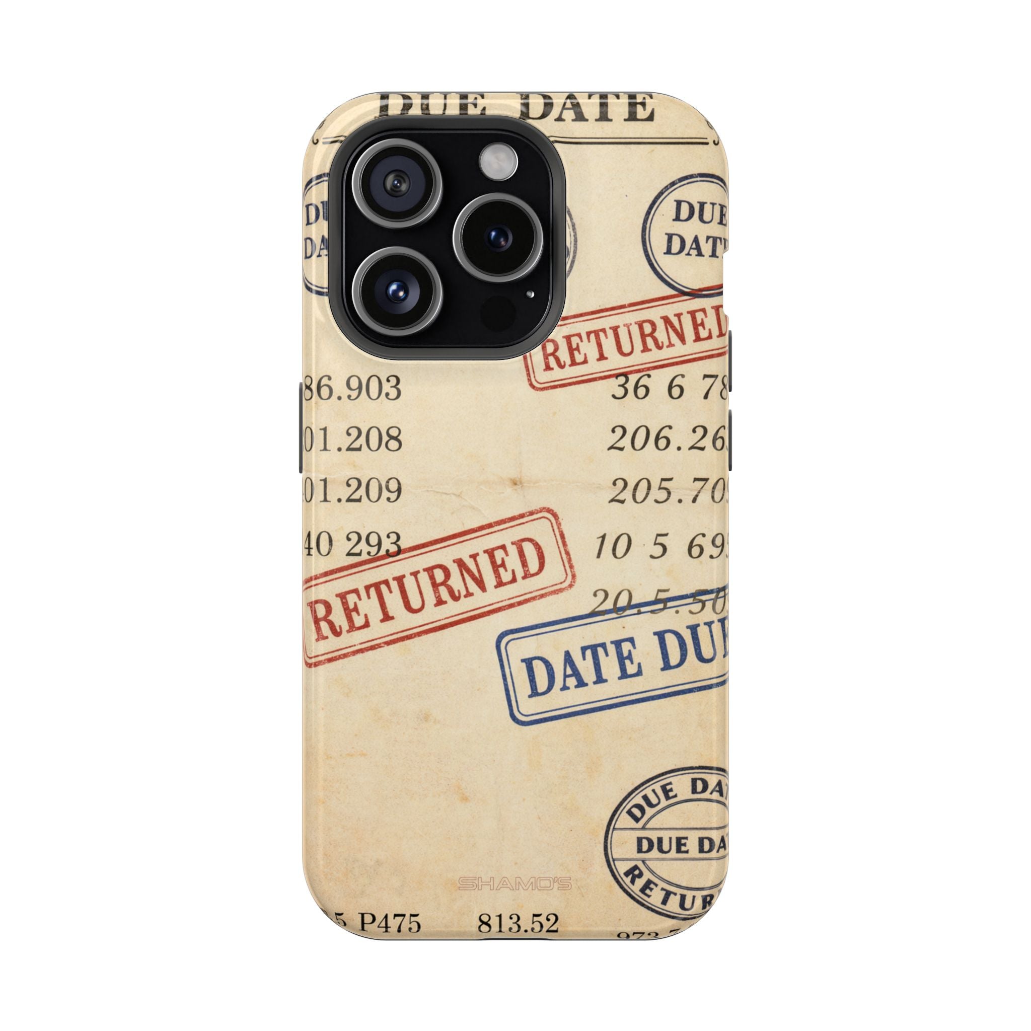 Vintage Library Card Design Phone Case with MagSafe Compatibility - iPhone 15 Pro / Glossy - Shamo's