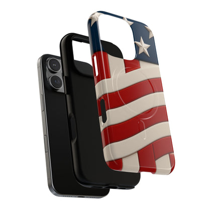 Patriotic iPhone Cases - MagSafe Tough American Flag Design
