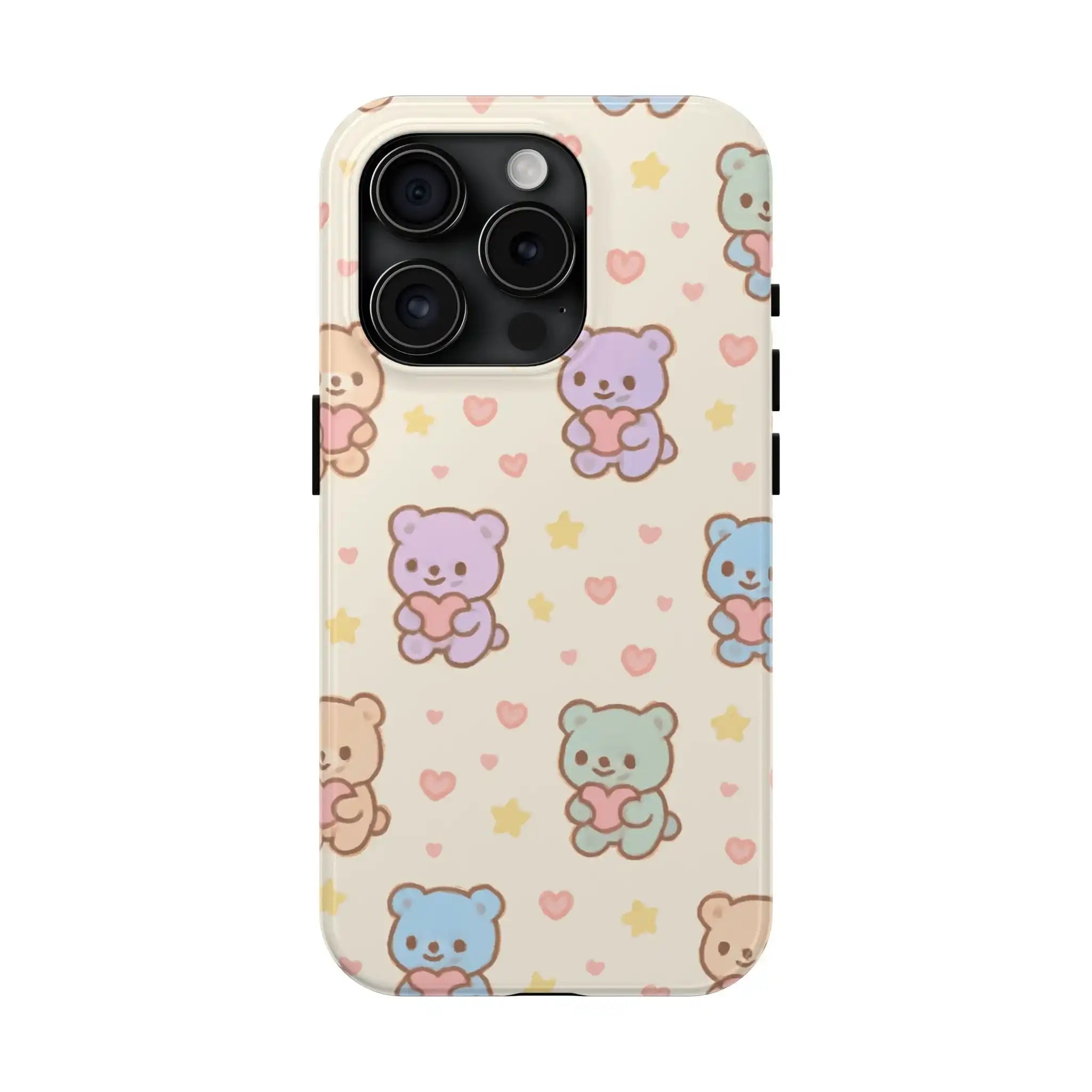 Cute Pastel Bear Impact Phone Case | Heart & Star Kawaii Pattern  Shamo's iPhone 15 Pro