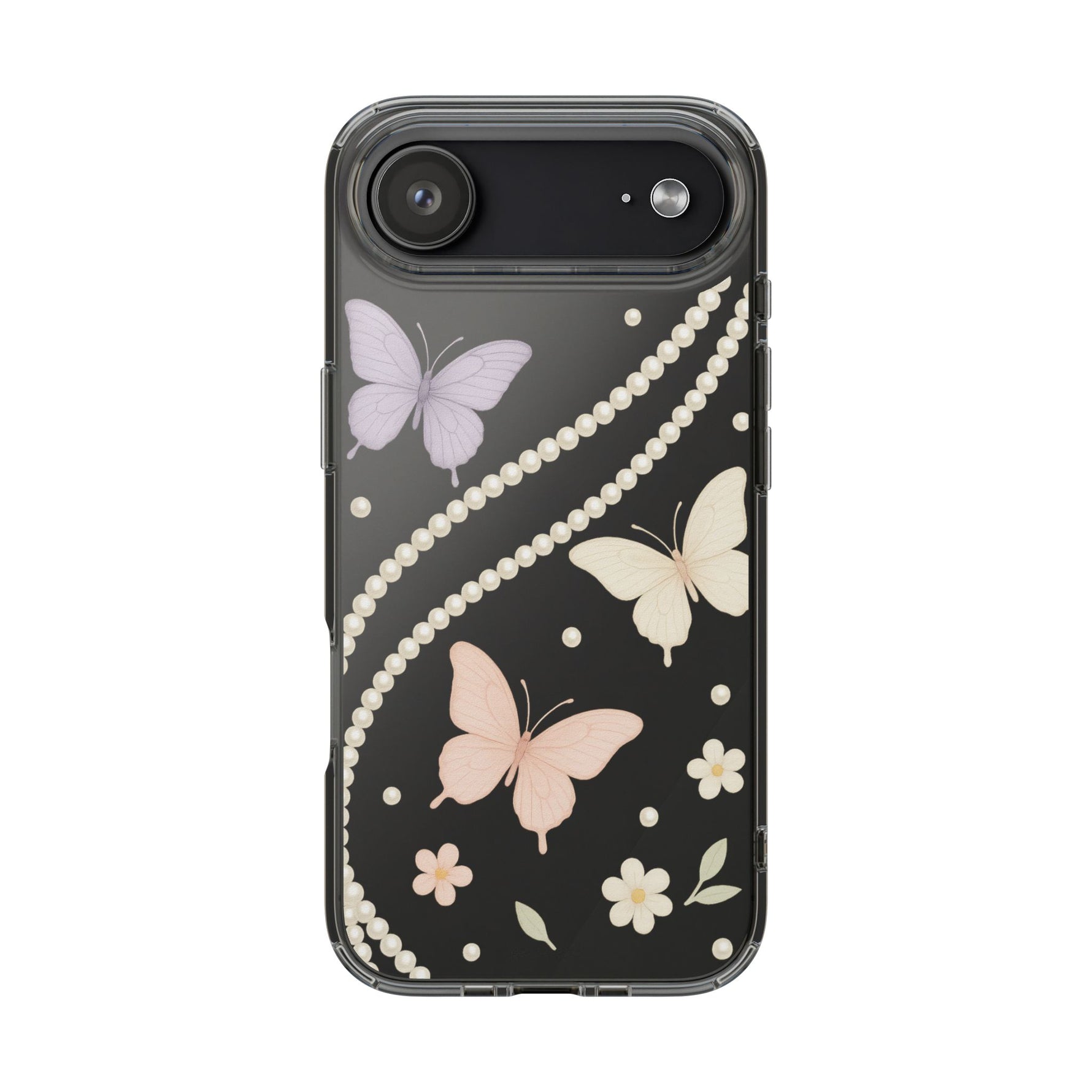 Butterfly Pearl Impact-Resistant Clear iPhone Case - iPhone 17 Air / Without gift packaging - Shamo's