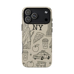 NY City Icons Tough iPhone Case — Statue of Liberty, Pizza & Taxi Pattern | Compatible with MagSafe  Shamo's iPhone 17 Pro Max / Glossy