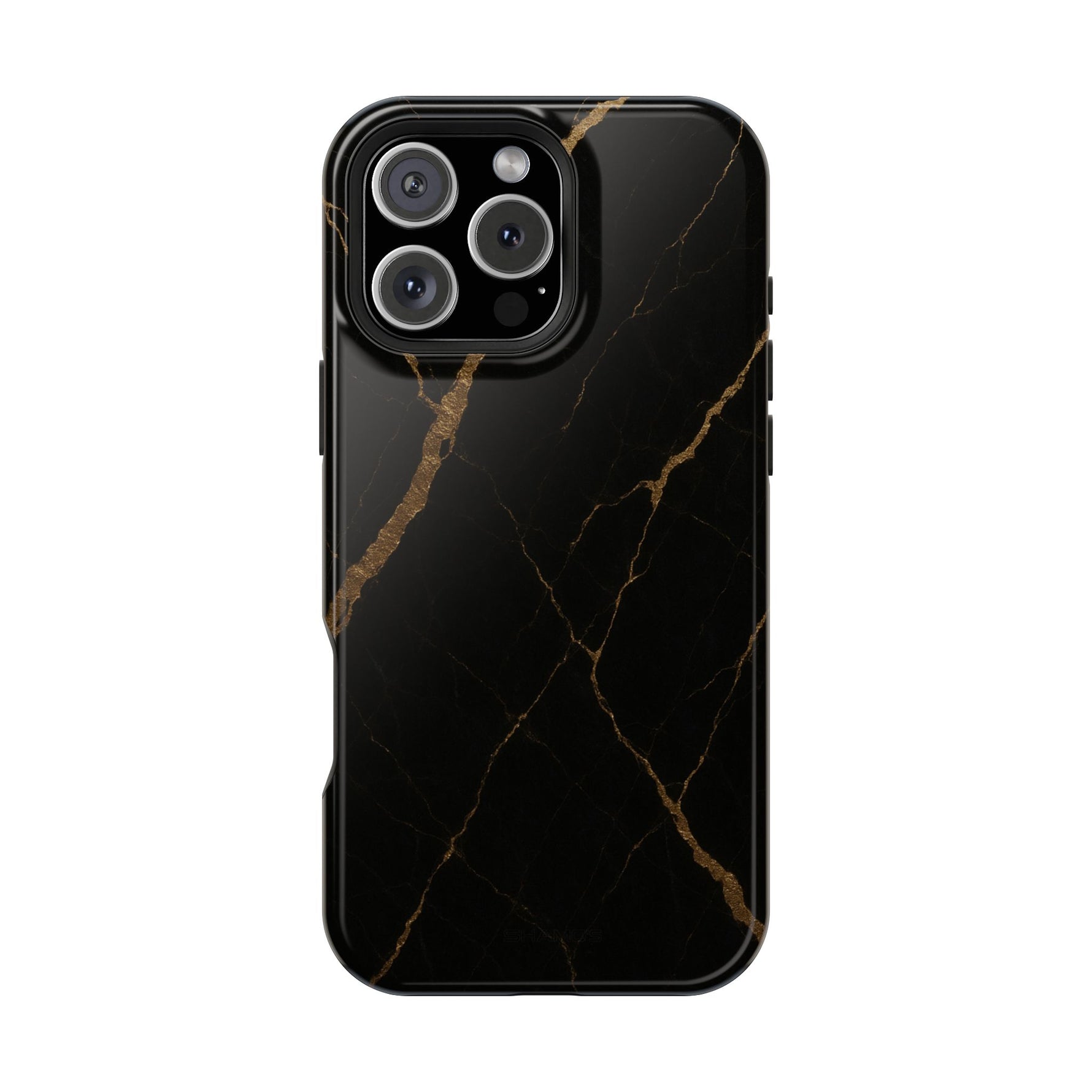 Black & Gold Marble iPhone Case with MagSafe - iPhone 16 Pro Max / Glossy - Shamo's