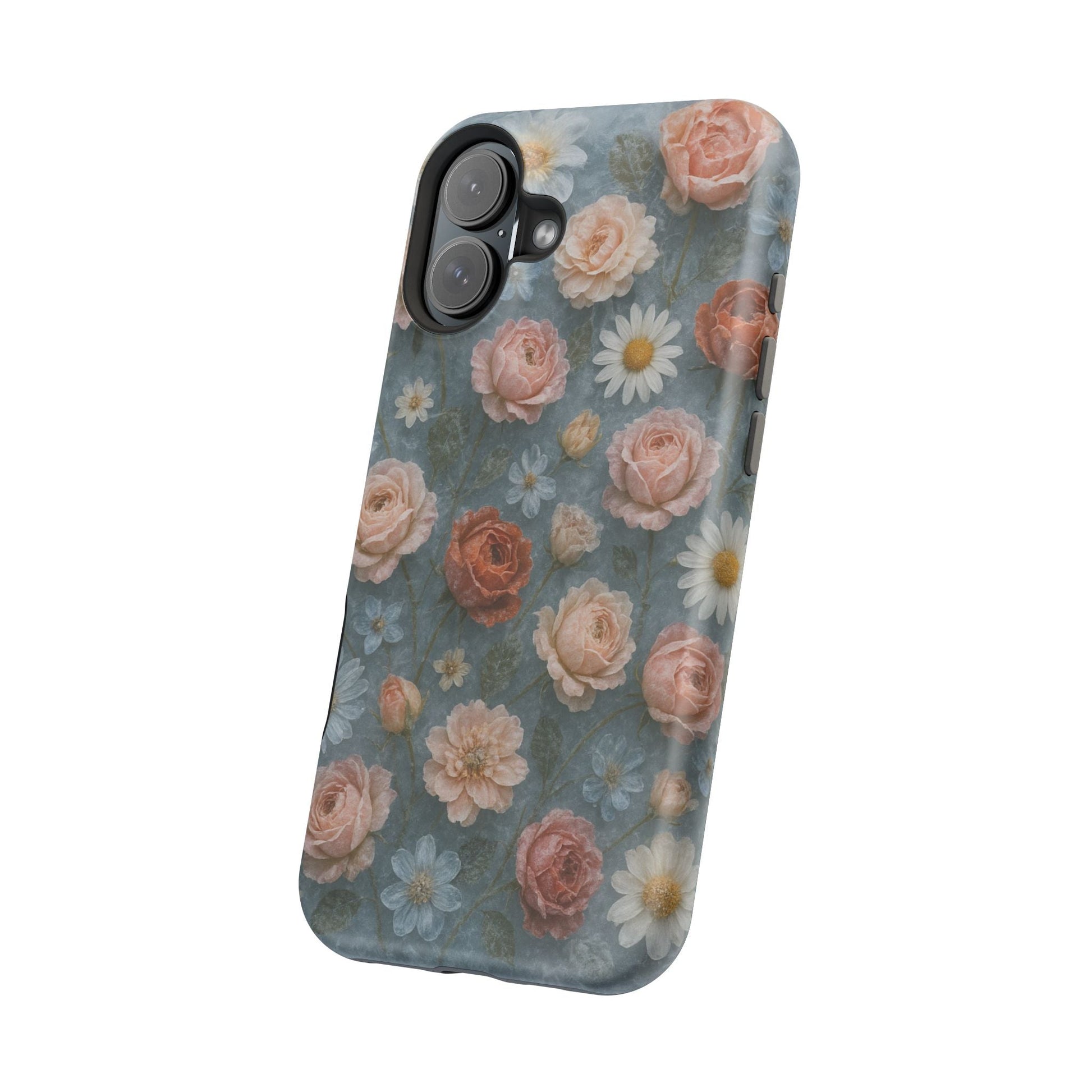 Frozen Floral Vintage Roses & Daisies iPhone Case with MagSafe compatibility  Shamo's