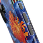 Electric Paradise MagSafe Phone Case – Cobalt Floral & Coral Waves | Glossy