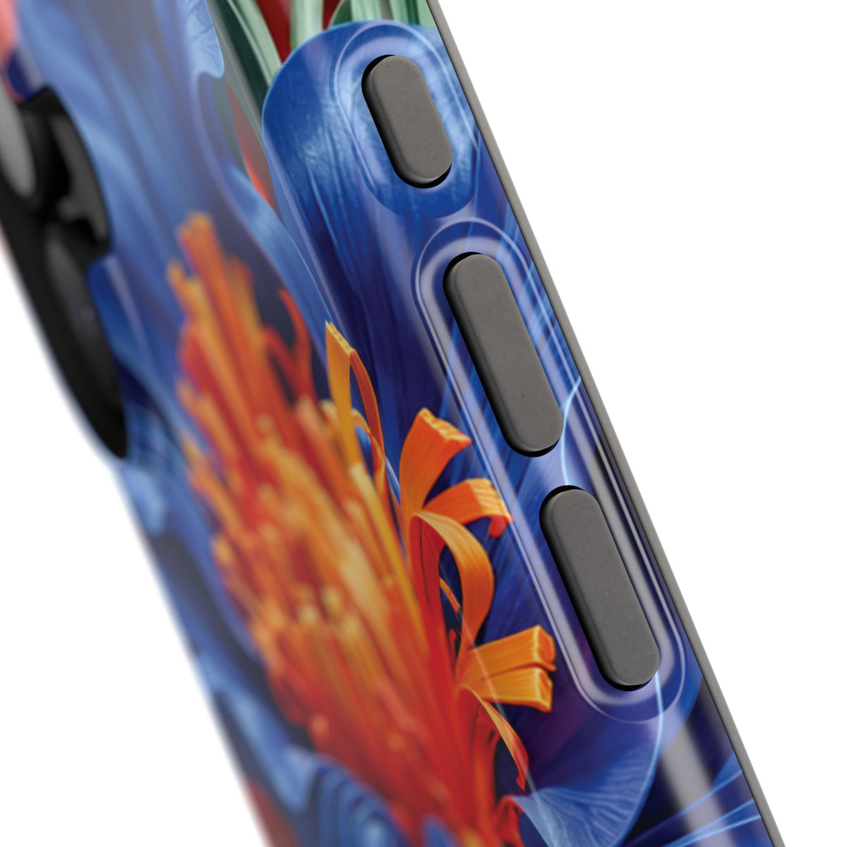 Electric Paradise MagSafe Phone Case – Cobalt Floral & Coral Waves | Glossy