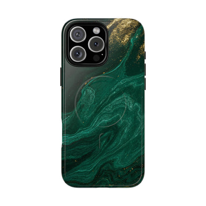 Emerald Marble with Gold Veins iPhone Case | with MagSafe  Shamo's iPhone 16 Pro Max / Glossy