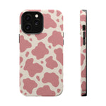 Rose Cowprint – Pink Cow Print MagSafe Phone Case, glossy iPhone 13 Pro Max, rear and side profile