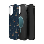 Desert Moon MagSafe Phone Case, glossy square triple-camera Pro model, exploded shell and liner with magnetic ring