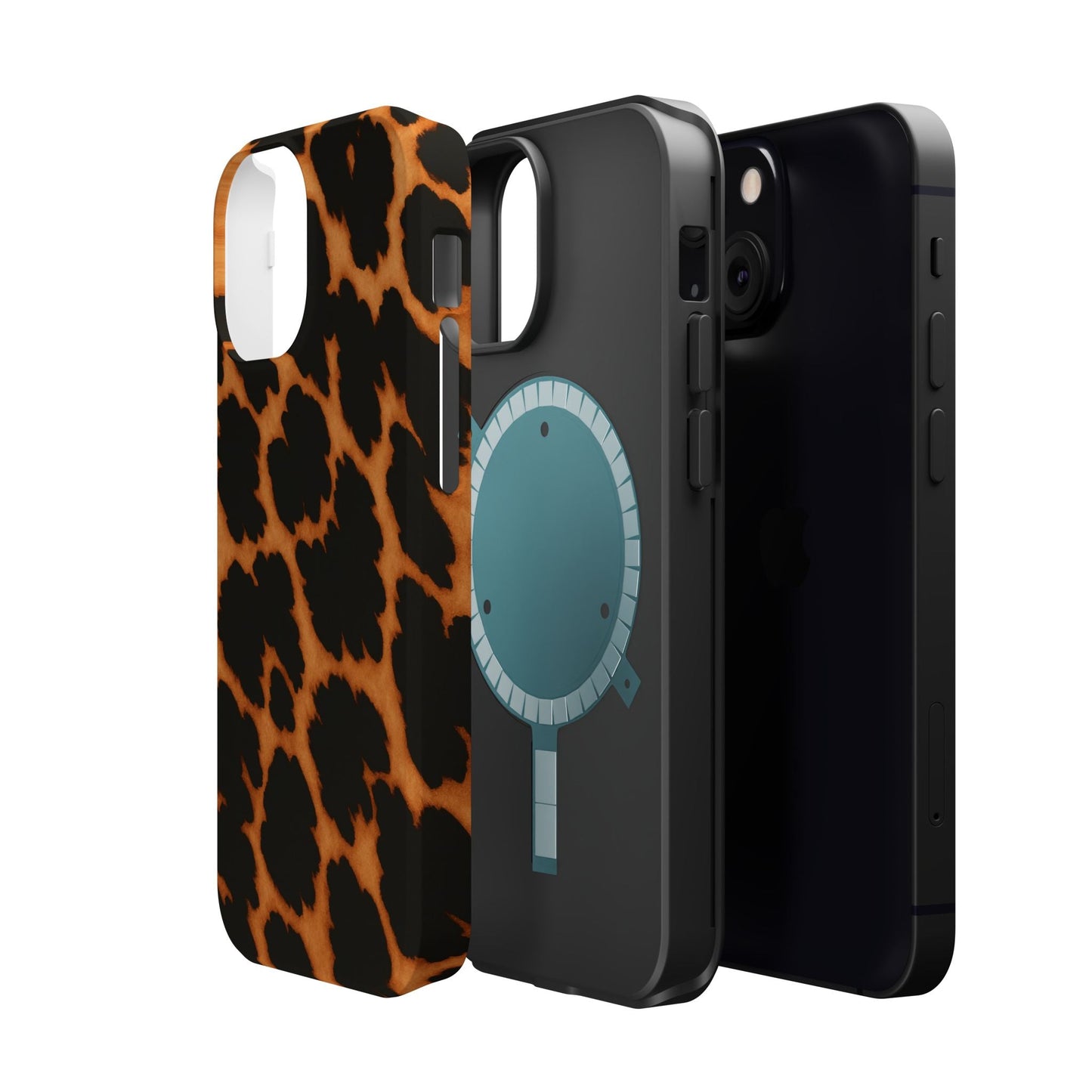 Leopard Print Impact-Resistant iPhone Case with MagSafe compatibility