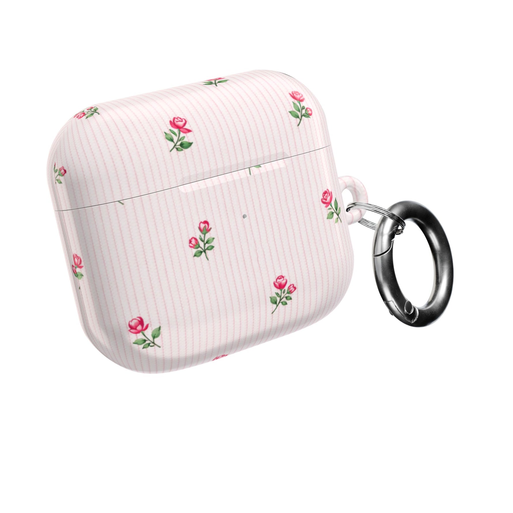 AirPod Case - Pink Striped Floral Rose Protective Cover
