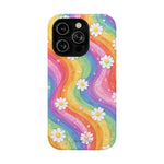 Funda de teléfono resistente a impactos con efecto cascada de colores Rainbow Daisy
