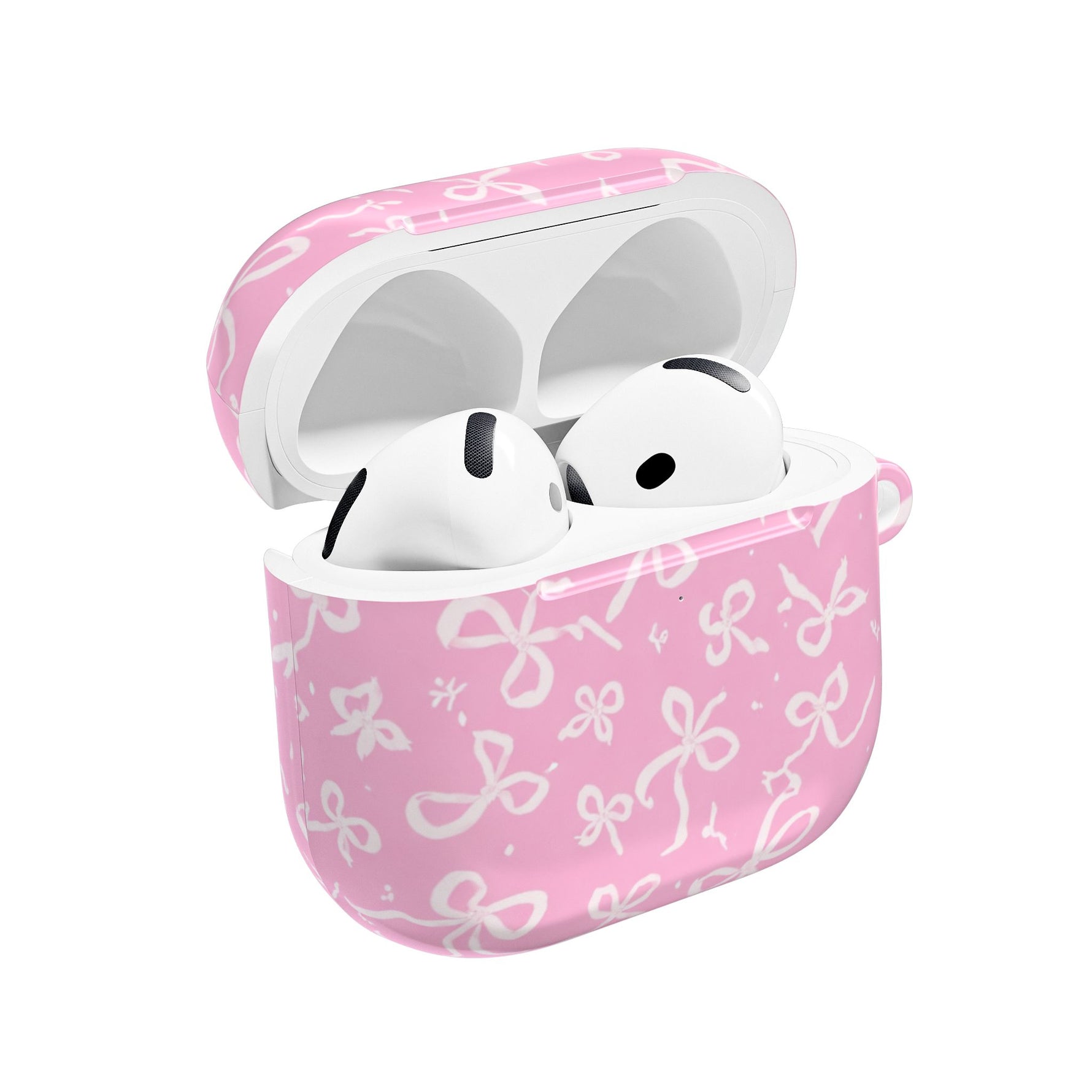 Pink Bow Pattern AirPod Case — Cute Floral Bow Protective Case