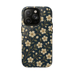 Navy Cherry Blossom Floral iPhone Case - Compatible with MagSafe - Shamo's