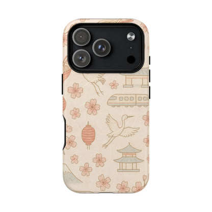 Japan Hand-Drawn Cherry Blossom iPhone Case with MagSafe