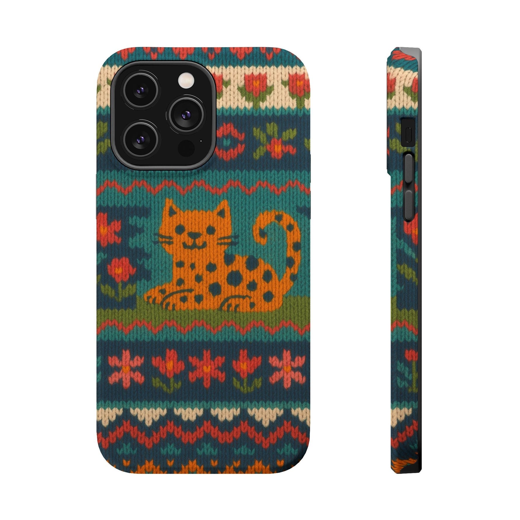 Cozy Knit Leopard Pattern Sweater Holiday Theme iPhone Case with MagSafe compatibility  Shamo's iPhone 14 Pro Max / Matte