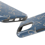 Lasso Hearts – Blue Western Heart MagSafe Phone Case, glossy diagonal dual-camera model, port openings and edge details
