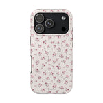 Rosebud Floral Tough iPhone Case — Pink Vintage Flower Protective Cover - iPhone 17 Pro - Shamo's