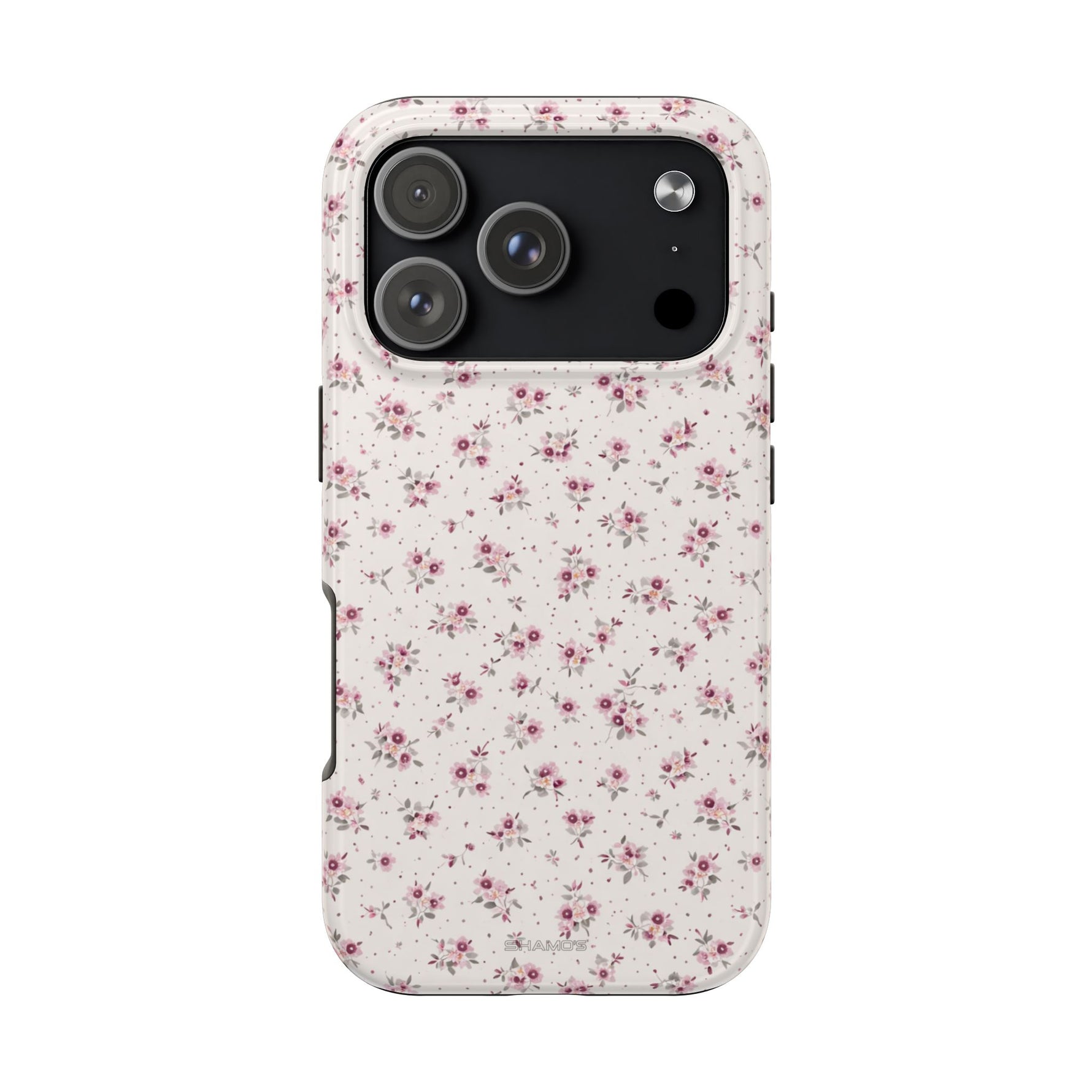 Rosebud Floral Tough iPhone Case — Pink Vintage Flower Protective Cover - iPhone 17 Pro - Shamo's
