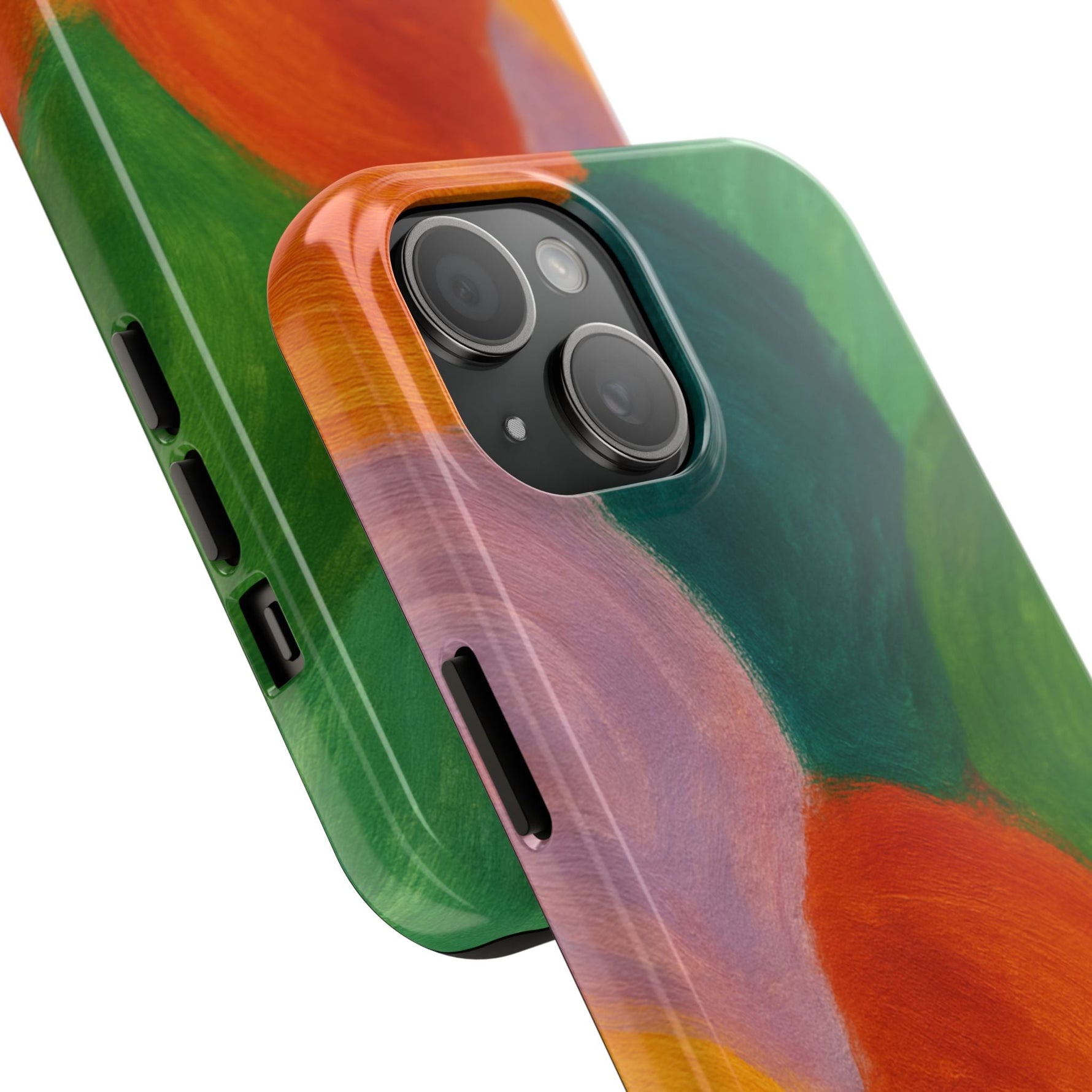Abstract Color Wave Tough Phone Case — Bold Orange & Green Protective Phone Cover  Shamo's