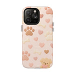 Pet Paw Pattern Phone Case — Pink Puppy Hearts & Bones with MagSafe - Shamo's